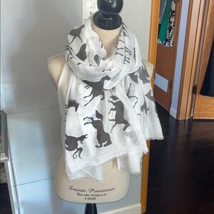 Animal Print White and Black Scarf